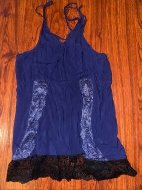 Free People intimates Navy Lace-Trim Silk Cami size mall